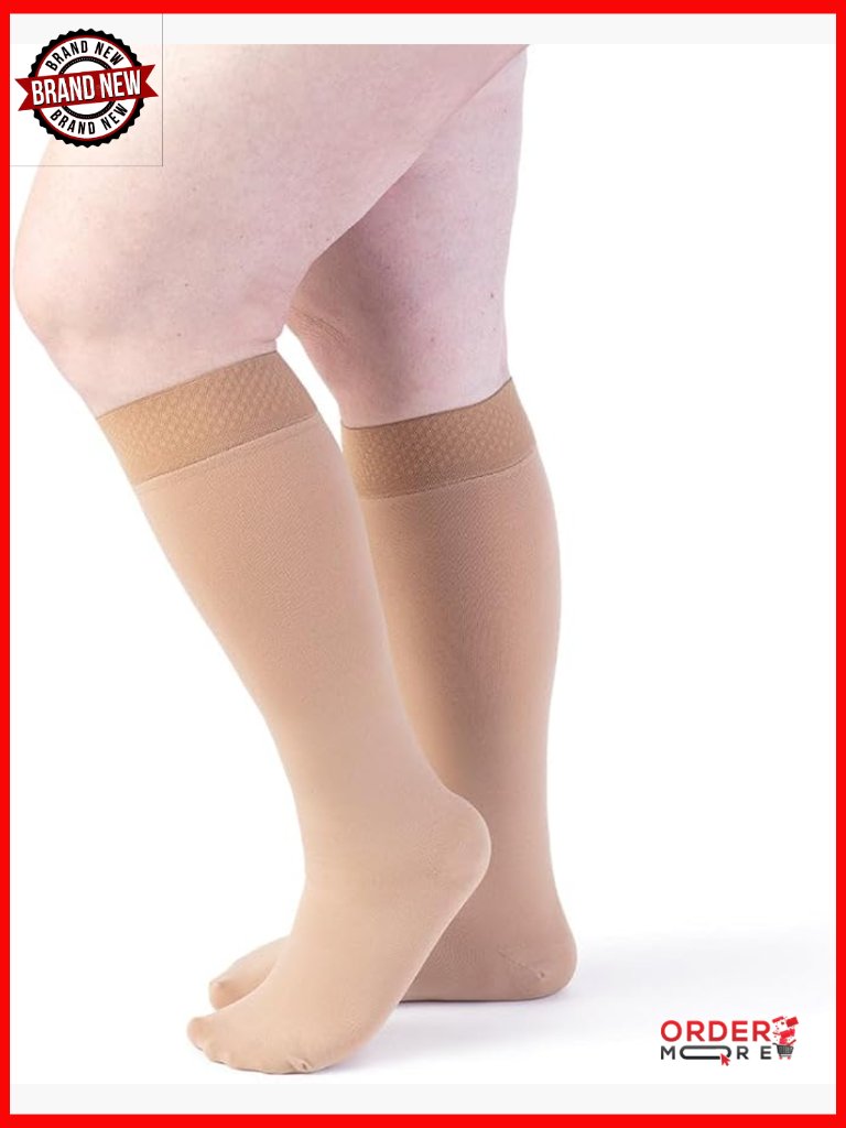 Women's 30-40 Closed Toe Knee High Compression Stockings W/Silicone Band M1